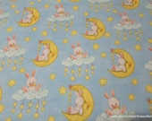 Flannel Fabric - Bunnies in Sky - By the yard - 100% Cotton Flannel