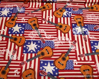 Flannel Fabric - Americana Music - By the yard - 100% Cotton Flannel