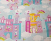 Flannel Fabric - Magic Castles and Unicorns - By the yard - 100% Cotton Flannel