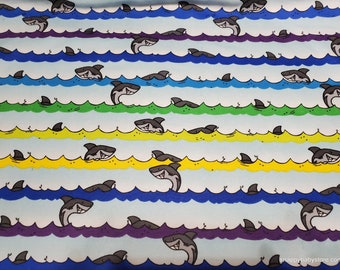 Flannel Fabric - Rainbow Shark Stripe - By the yard - 100% Cotton Flannel