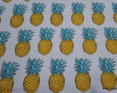 Flannel Fabric - Yellow Pineapple Luxe - By the yard - 70% Rayon, 30 Cotton Luxe Flannel Fabric