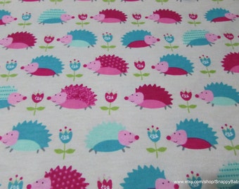 Flannel Fabric - Forest Hedgehog - By the yard - 100% Cotton Flannel