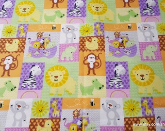 Flannel Fabric - Noah's Ark Patch - By the yard - 100% Cotton Flannel