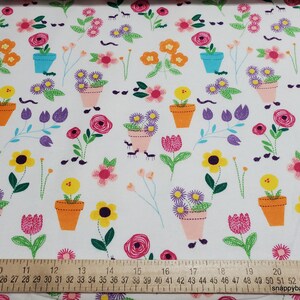 Flannel Fabric Flower Pots By the yard 100% Cotton Flannel image 2