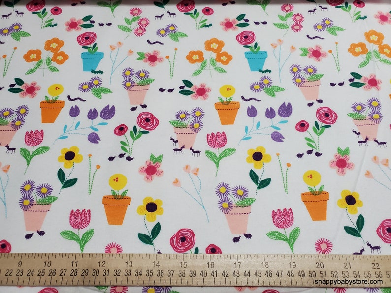 Flannel Fabric Flower Pots By the yard 100% Cotton Flannel image 2