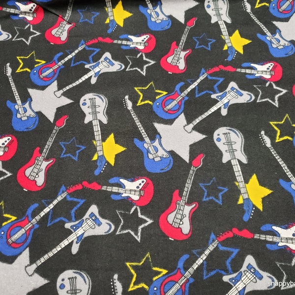 Flannel Fabric - Rock Star - By the yard - 100% Cotton Flannel