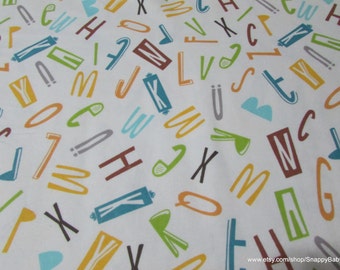 Flannel Fabric - Zoo Time Alphabet - By the yard - 100% Cotton Flannel