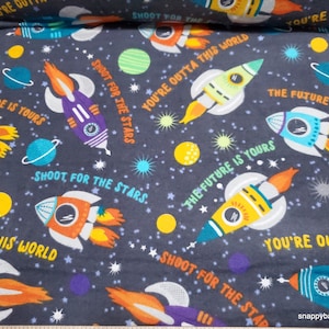 Flannel Fabric Out of This World By the yard 100% Cotton Flannel image 1