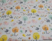 Flannel Fabric - Barnyard Animals on White - By the yard - 100% Cotton Flannel