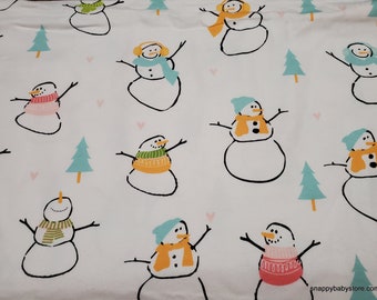 Christmas Flannel Fabric - Snowmen Pastel - By the yard - 100% Cotton Flannel