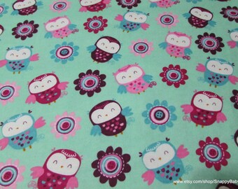 Flannel Fabric - Forest Owls - By the yard - 100% Cotton Flannel