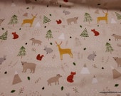 Flannel Fabric - Forest Animals Toss Tan - By the yard - 100% Cotton Flannel