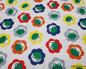 Flannel Fabric - Frog in Flower - By the yard - 100% Cotton Flannel
