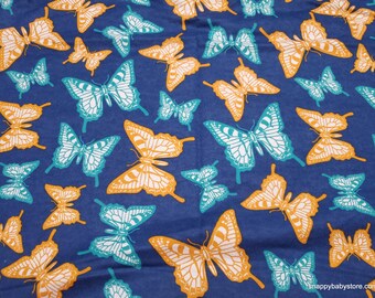 Flannel Fabric - Butterfly Blue - By the yard - 100% Cotton Flannel