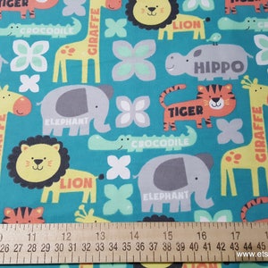 Flannel Fabric Zoo Animals with Words By the yard 100% Cotton Flannel image 2