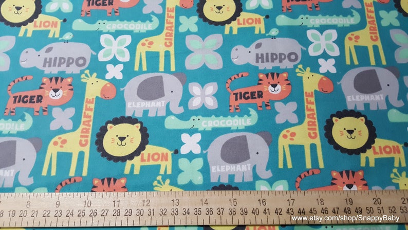 Flannel Fabric Zoo Animals with Words By the yard 100% Cotton Flannel image 2