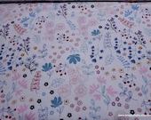 Flannel Fabric - Bear and Friends Wildflowers on White - By the Yard - 100% Cotton Flannel