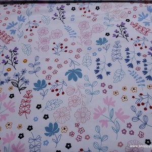 Flannel Fabric Bear and Friends Wildflowers on White By the Yard 100% Cotton Flannel image 1