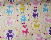 Premium Flannel Fabric - Sweet Horse Carousel Cream - By the yard - 100% Cotton Flannel