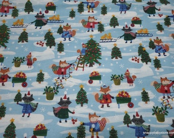 Christmas Flannel Fabric - Harvesting for Christmas - By the yard - 100% Cotton Flannel