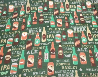 Flannel Fabric - Beer Types - By the yard - 100% Cotton Flannel