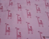 Flannel Fabric - Giraffe Pink - By the yard - 100% Cotton Flannel