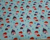 Flannel Fabric - Cozy Little Piggies Blue - By the yard - 100% Cotton Flannel