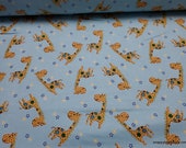 Flannel Fabric - Giraffes and Stars on Blue - By the yard - 100% Cotton Flannel