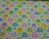 Flannel Fabric - Elephants on Yellow - By the yard - 100% Cotton Flannel