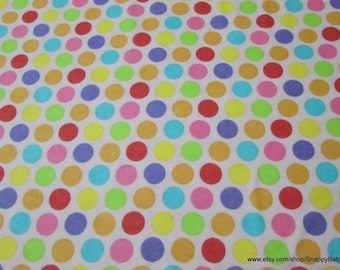 Flannel Fabric - Dots Multi - By the yard - 100% Cotton Flannel