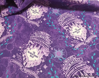 Character Flannel Fabric - Harry Potter Compass Rose Marauders Map - By the yard - 100% Cotton Flannel