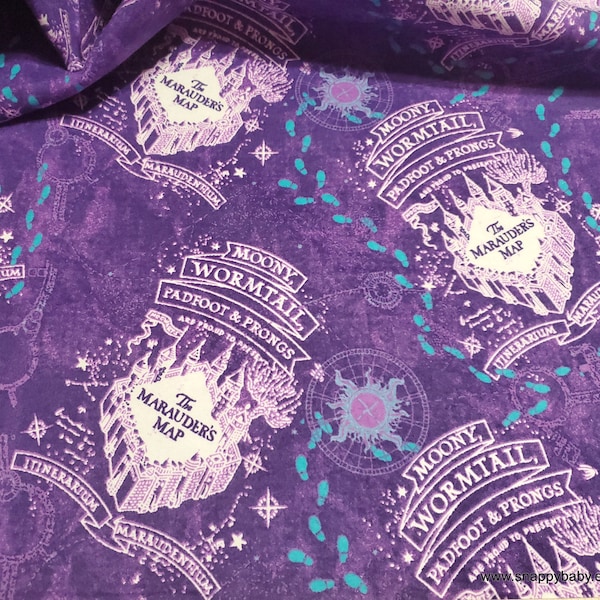 Character Flannel Fabric - Harry Potter Compass Rose Marauders Map - By the yard - 100% Cotton Flannel