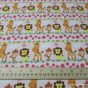 Flannel Fabric Jungle Animal Stripe By the yard 100% Cotton Flannel image 2