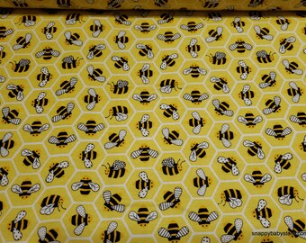 Flannel Fabric - Honeycomb and Bees - By the yard - 100% Cotton Flannel