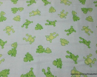 Flannel Fabric - Frogs on Light Blue - By the yard - 100% Cotton Flannel