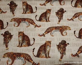 Flannel Fabric - Save the Leopard - By the yard - 100% Cotton Flannel