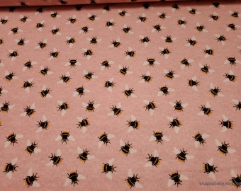 Flannel Fabric - Bees on Pink - By the yard - 100% Cotton Flannel