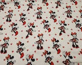 Flannel Fabric - Minnie Mouse Fashion Red Bow - By the yard - 100% Cotton Flannel