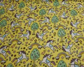 Flannel Fabric - Unicorn Meadow Yellow - By the yard - 100% Cotton Flannel