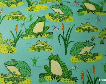 Flannel Fabric - Dotted Froggies  - By the yard - 100% Cotton Flannel
