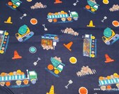 Flannel Fabric - Construction Tossed Navy - By the yard - 100% Cotton Flannel