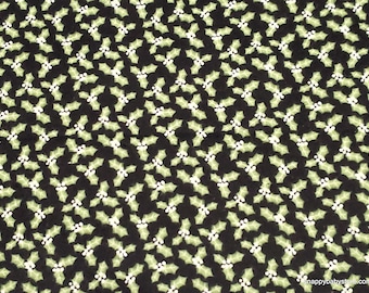 Christmas Premium Flannel Fabric - Snow Place Like Home Holly Leaves Black Premium - By the yard - 100% Premium Cotton Flannel