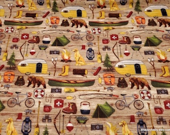 Remnant Flannel Fabric - Camp Adventure - Choose your Size - 100% Cotton Flannel
