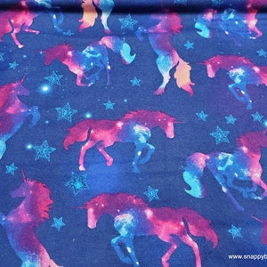 Flannel Fabric Magic Unicorns in Space By the yard 100% Cotton Flannel image 1