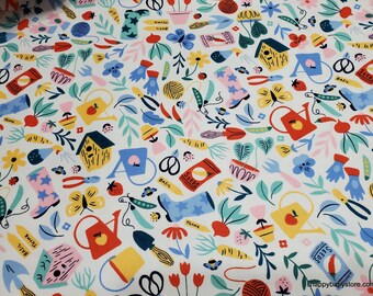 Flannel Fabric - Gardening - By the Yard - 100% Cotton Flannel