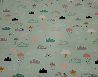Flannel Fabric - Hello World Clouds - By the yard - 100% Cotton Flannel