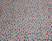 Flannel Fabric - Raindrops Pink Yellow Teal - By the yard - 100% Cotton Flannel