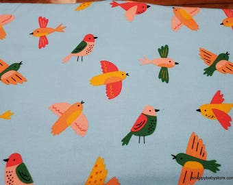 Remnant Flannel Fabric - Tossed Birds - Choose your Size - 100% Cotton Flannel