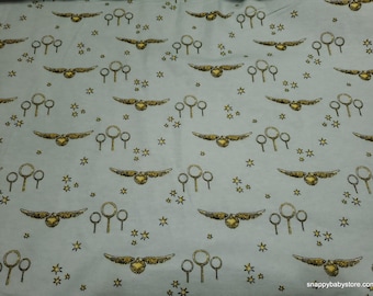 Remnant Flannel Fabric - Harry Potter Soft Wash Quidditch Light Sage - Choose your Size - 100% Cotton Flannel