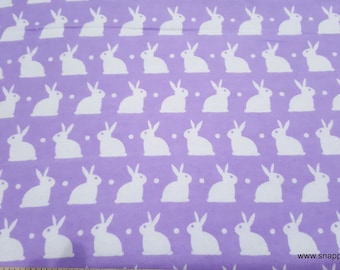 Flannel Fabric - Bedtime Bunny Lavender Lily - By the yard - 100% Cotton Flannel